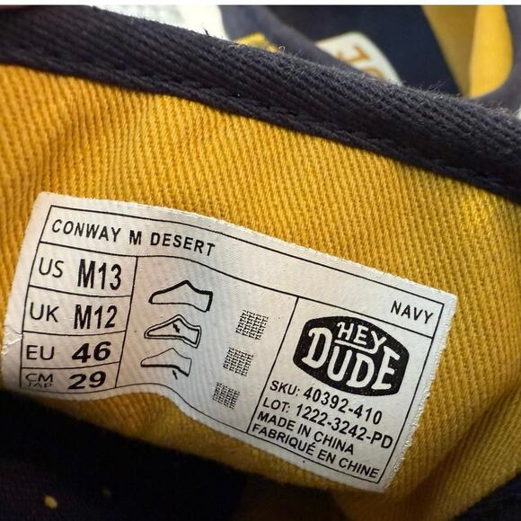 Hey Dude Conway Desert Men Size 13 Navy Sneaker Slip On Lightweight Canvas - Picture 9 of 11